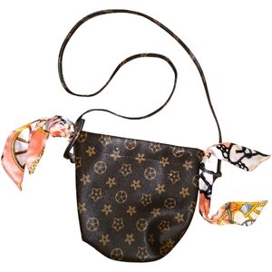 Designer Brown Crossbody Bag with Pink Accents